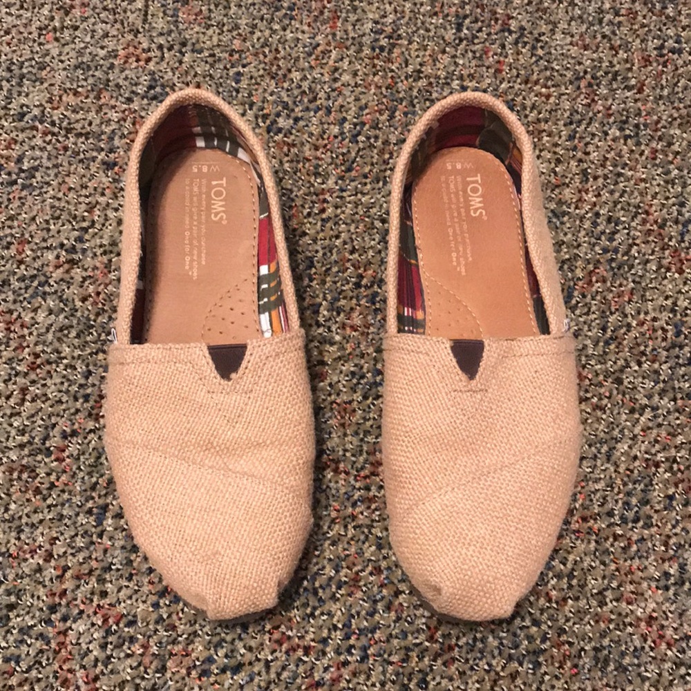 Burlap Toms Slide-On Shoes